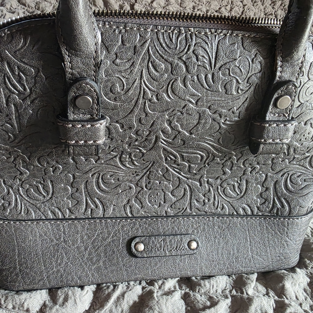 Gray Embossed Handbag